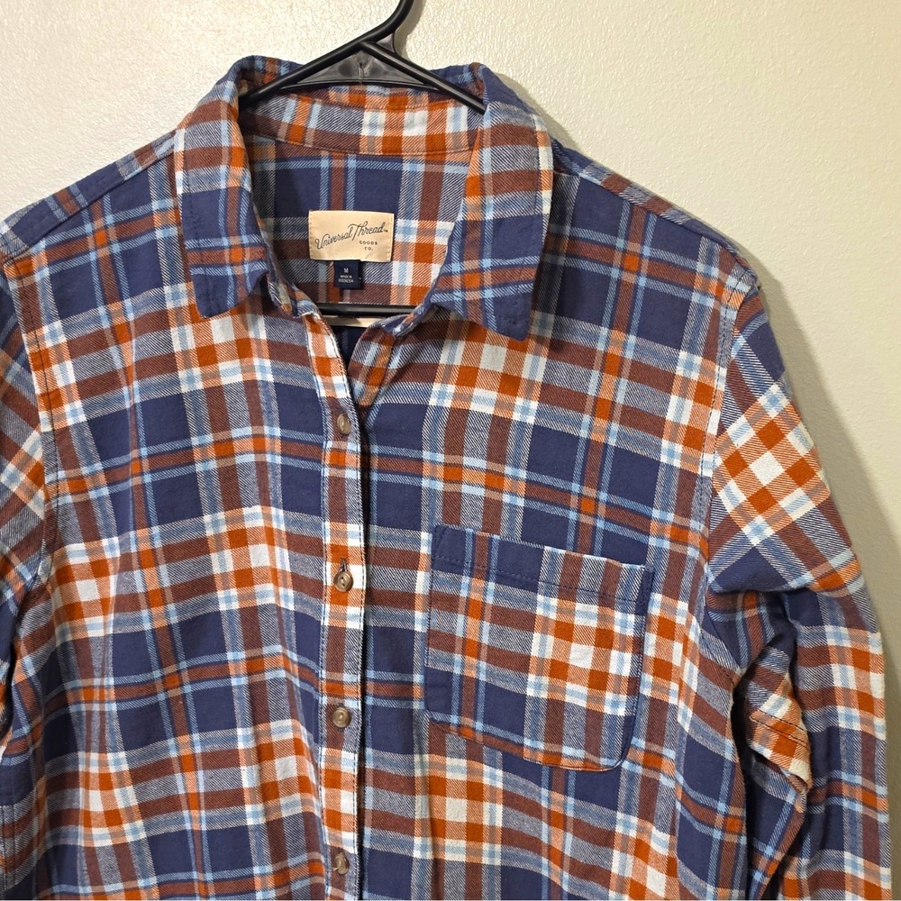 Universal Thread Unisex Relaxed Fit Cotton Flannel Plaid Pocket Shirt M #269